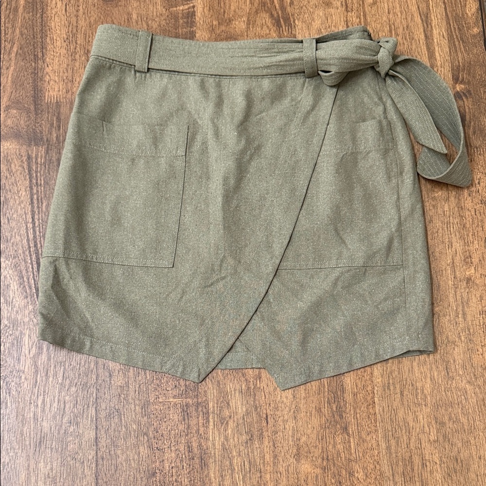 Madewell Olive Green Belted Wrap Skirt